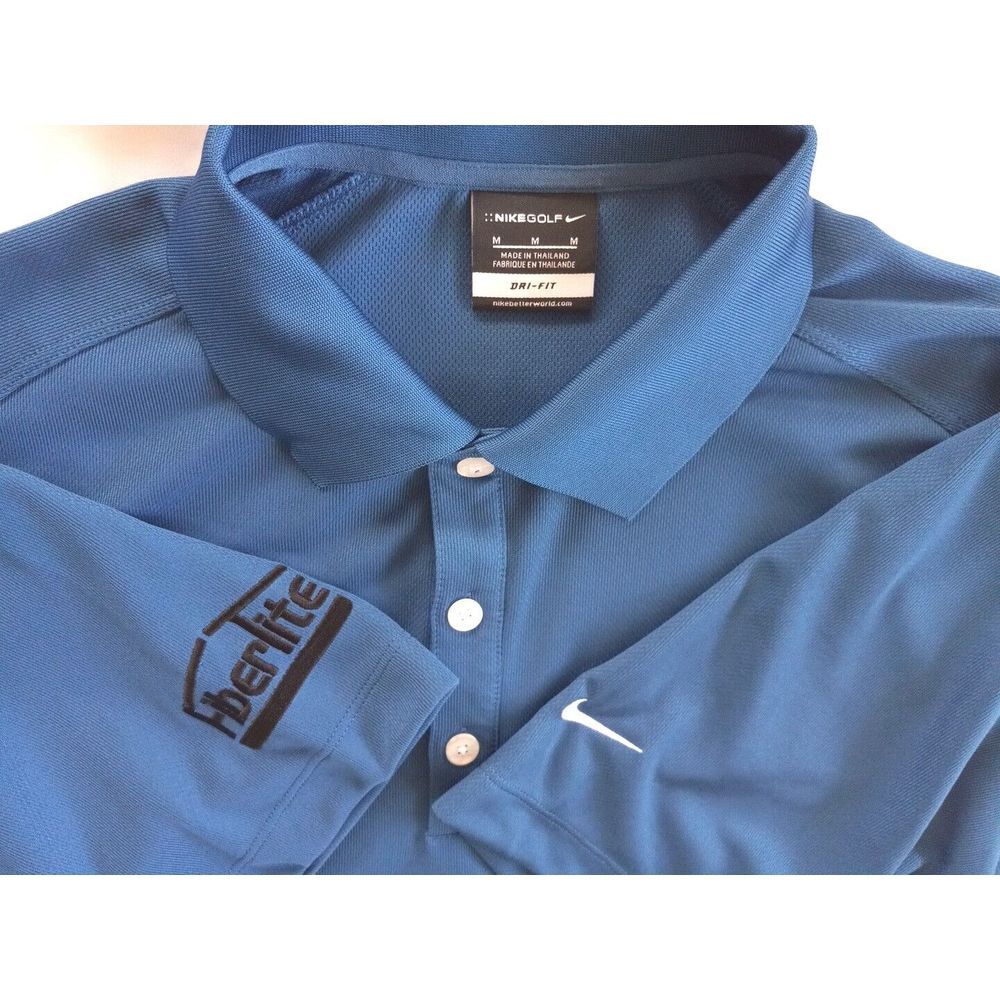 Nike Golf Dri-FIT Men's Short Sleeve Polo Size Medium Blue FiberTite Embroidered